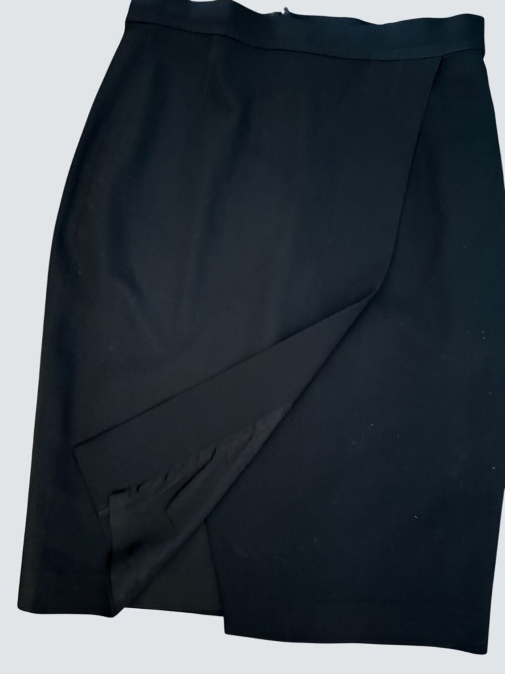 Escada Black Knee-Length Skirt Size 38 With Wrap Front & Hidden Zipper